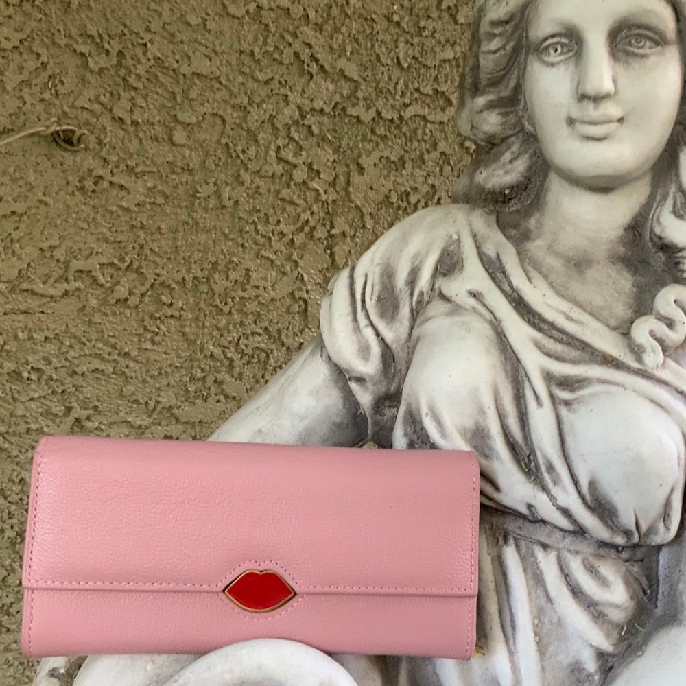 LULU GUINNESS pink lip Cora leather wallet - Picture 15 of 16